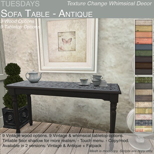 Tuesdays Texture Change Sofa Table - Antique