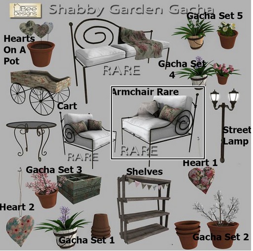 .:Bee Designs Shabby Garden Gacha Armchair 2 RARE