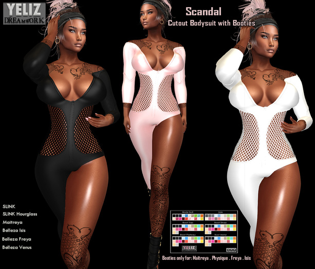 YELIZ MESH "SCANDAL" BODYSUIT with BOOTIES HUD