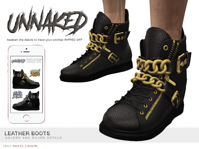 UNNAKED / CHAINED BOOTS / LEATHER