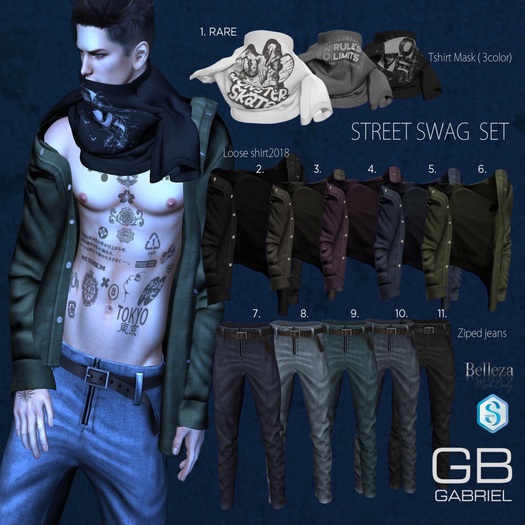 ::GB:: Ziped jeans (Belleza) green