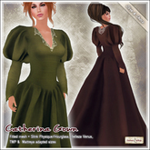 [V/W] Catherina Gown Olive & Choco - Medieval Fantasy dress in fitted mesh + Slink, Belleza, TMP