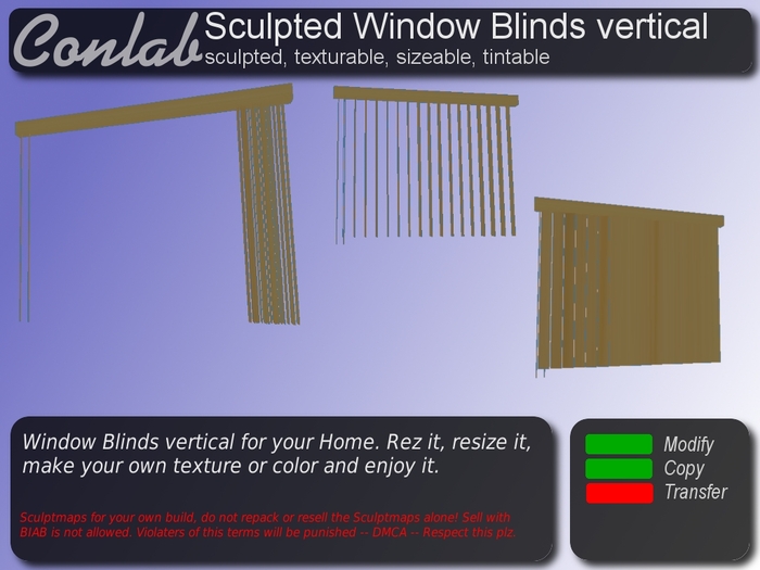 [CONLAB] Sculpted Window Blinds vertical BOXED