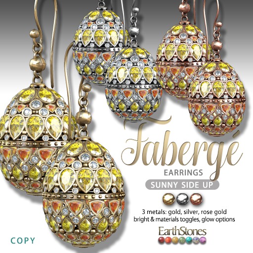 EarthStones Faberge Egg Earrings - Sunny Side Up