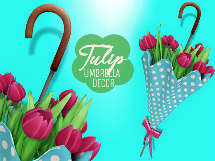 Townies Mesh Easter Spring Tulip Umbrella Wreath Blue Polka Dot