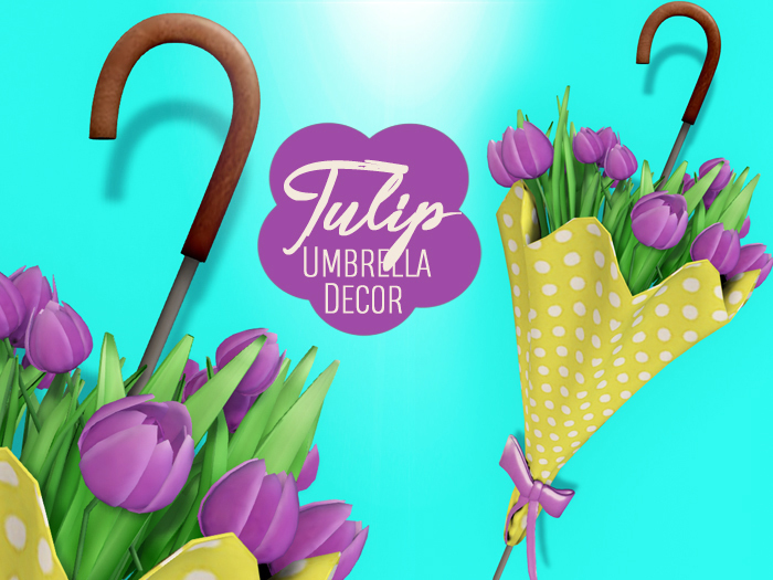 Townies Mesh Easter Spring Tulip Umbrella Wreath Yellow Purple