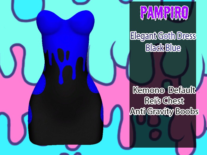 .:Pampiro:. Kemono Dress Black Blue
