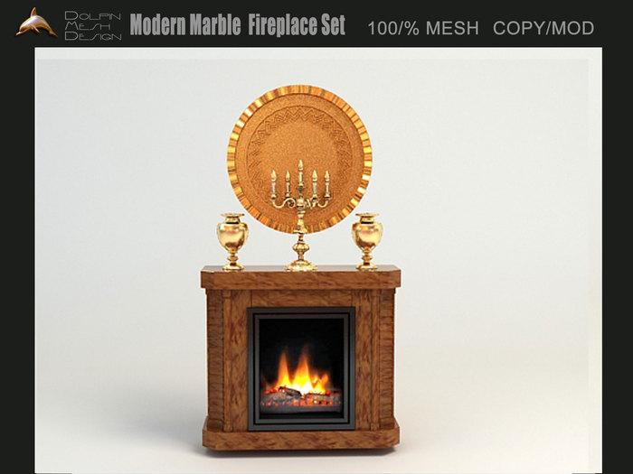 [Dolphin Design] Modern Marble  Fireplace Set