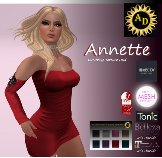 Annette Dress Red w/ String Color Change Hud & Autohide