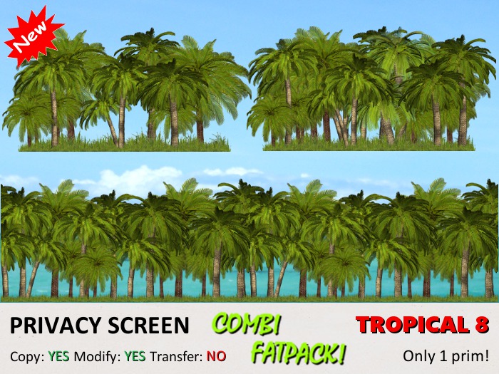 *DQ* PRIVACY SCREENS (FATPACK) - TROPICAL 8