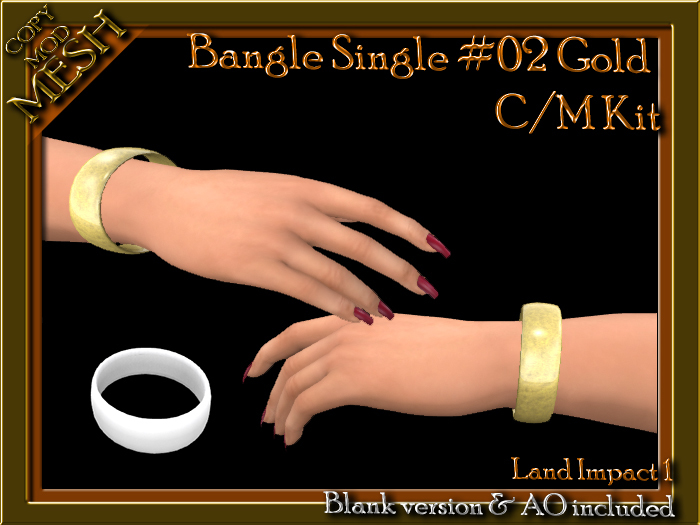 :KT&M: BangleSingle #02 GOLD CM MESH -WEAR TO UNPACK