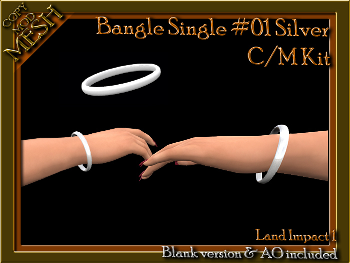 :KT&M: BangleSingle #01 SILVER CM MESH -WEAR TO UNPACK