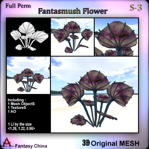 FC- Full Perm Mesh Fantasmush Flower s-3 