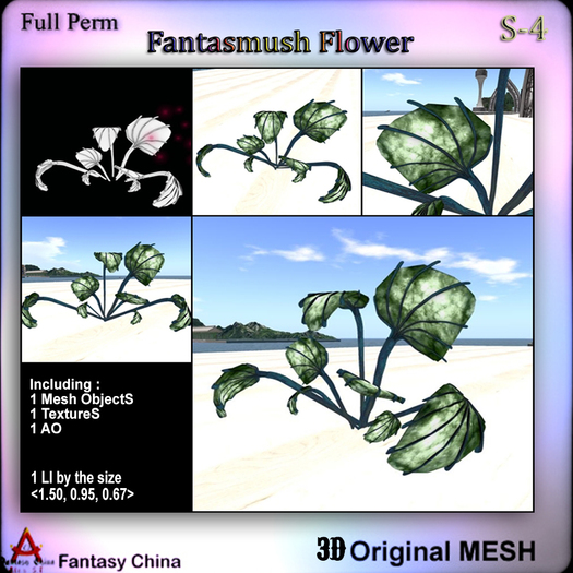FC- Full Perm Mesh Fantasmush Flower s-4