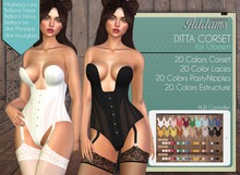 Addams "Ditta" Mesh Corset for Maitreya, Belleza, Slink #FATPACK