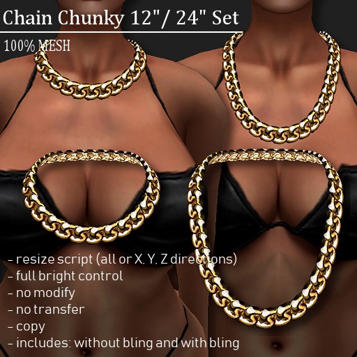 [DEMO] Chain Chunky Female 12"/ 24" Gold -RYCA-