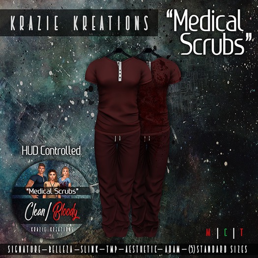 *KK* Scrubs (Medical) Male -BURGUNDY- [add me]