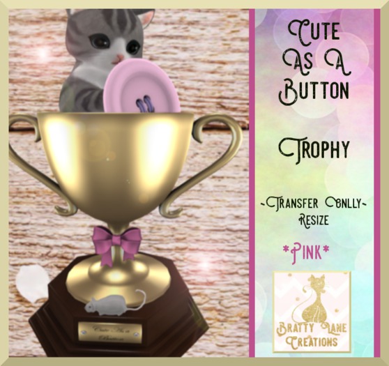 Trophy-Cute as a button-Pink