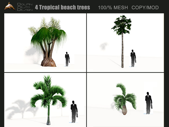 [Dolphin-Design]- 4 Tropical beach trees