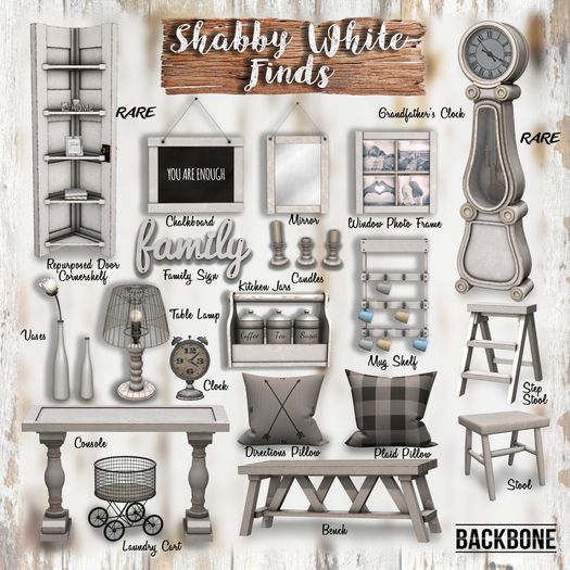 BackBone Shabby White Finds - Grandfather's Clock RARE