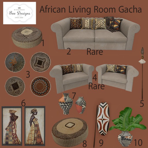 Bee Designs African Living Room Gacha 2 Sofa RARE