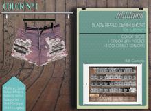 Addams "Blade" Ripped Denim Short for Maitreya, Belleza, Slink #01