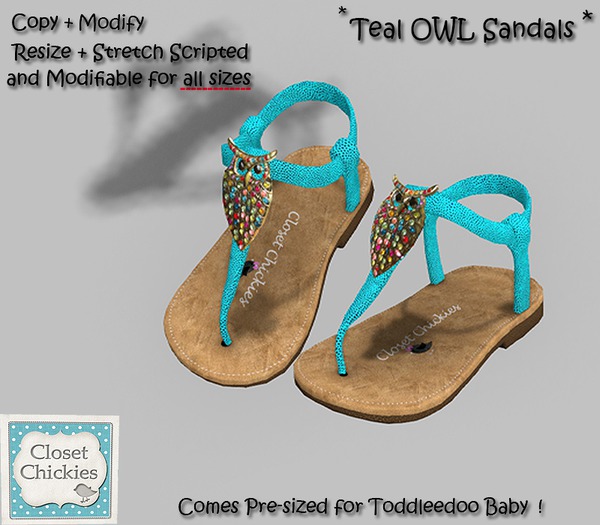 *CC* Teal OWL Sandals