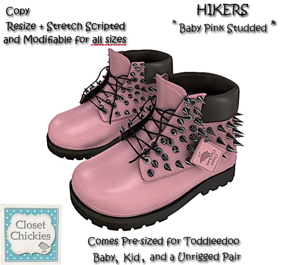 *CC* Toddleedoo BABY PINK *Studded Hikers*