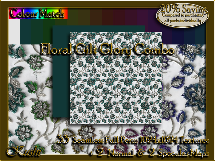 !Kushi! FloralGiltGloryCOMBO Textures -WEAR TO UNPACK