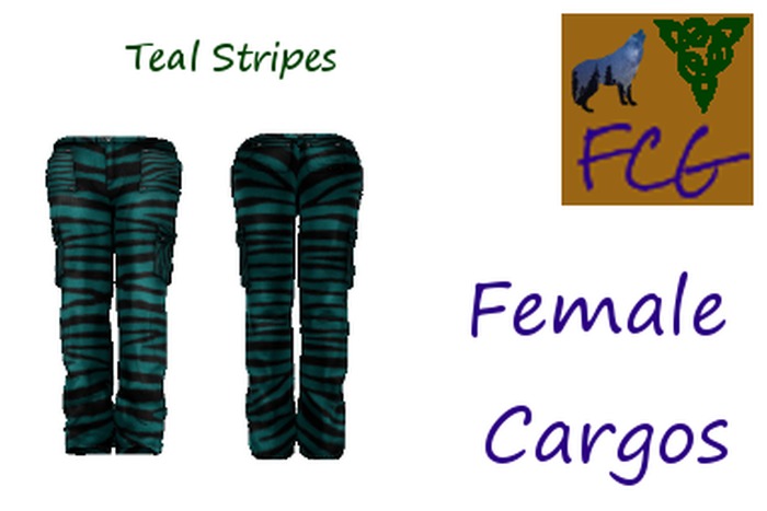 Female Cargos Teal Stripes