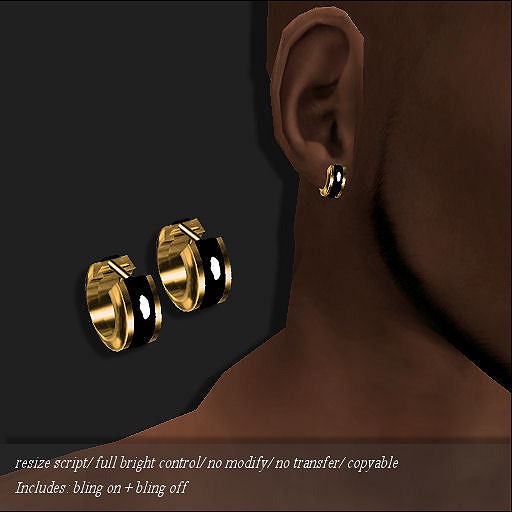 [DEMO] EARRING-HUGGIE BLACK/GOLD        -RYCA-