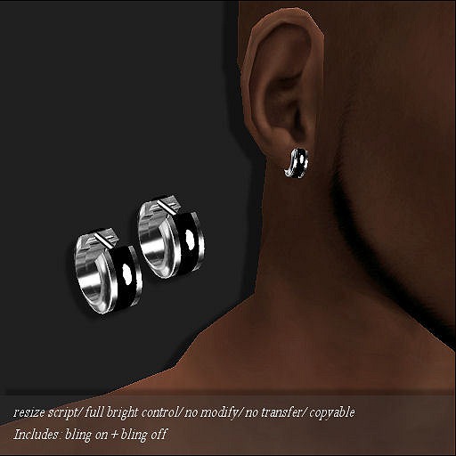 [DEMO] EARRING-HUGGIE BLACK/PLATINUM        -RYCA-