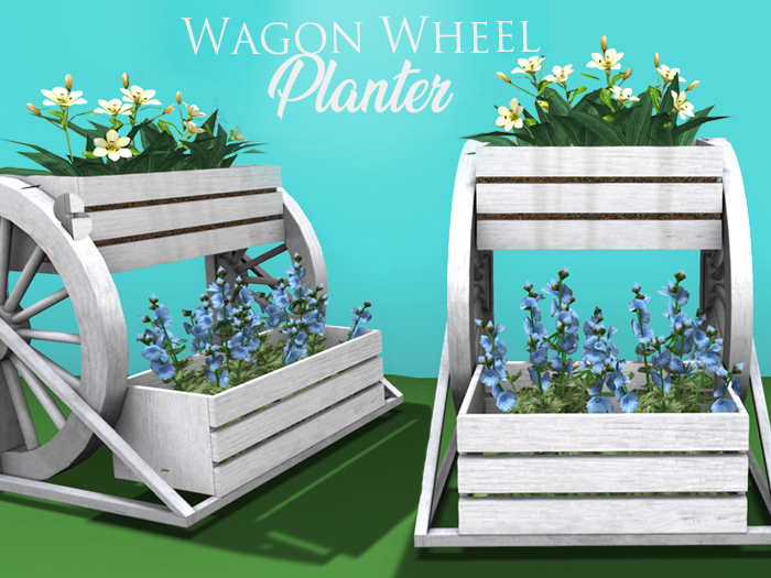 [Townies] Wagon Wheel Planter - Border Lillies and Hollylocks
