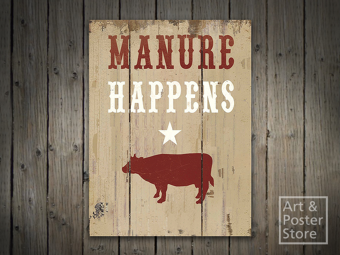 MANURE HAPPENS Painted Planks Sign | Mesh
