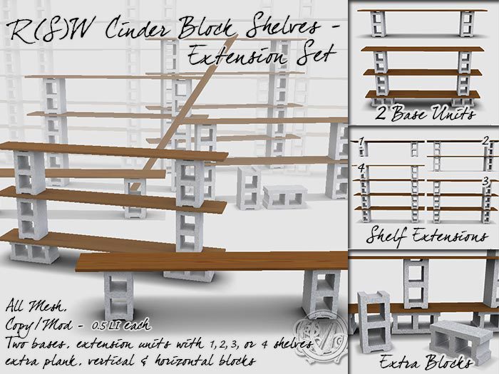 R(S)W Cinder Block Shelves Extension Set