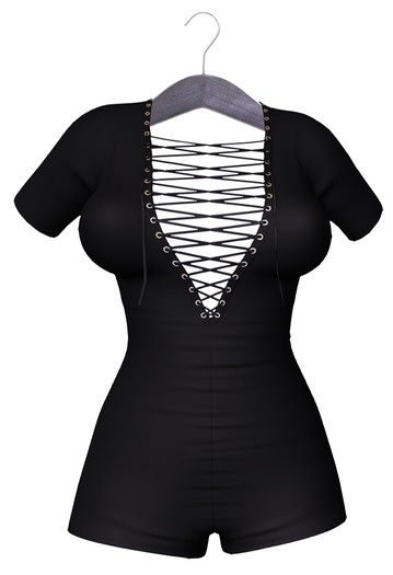 .:BLACK ROSE:. Lace-up Bodysuit Romper