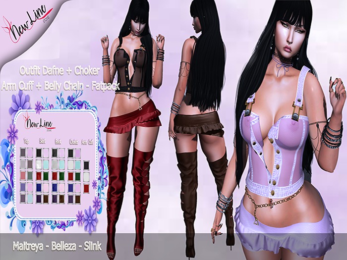 .:: New Line Store::.Outfit Dafne+Choker+Belly Chain - Fatpack
