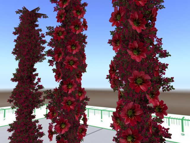Flower garland/columns -  red/bougainvillea