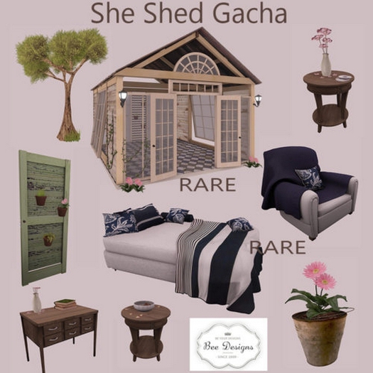 .:Bee Designs:.She Shed Gacha Desk
