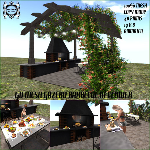 GD MESH GAZEBO BARBECUE IN FLOWER