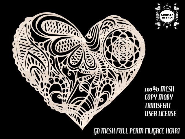 GD MESH FULL PERM FILIGREE HEART