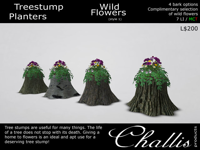 (Challis) Tree Stump Planter - Wild Flowers - 1&2 (DEMO)(BOXED)