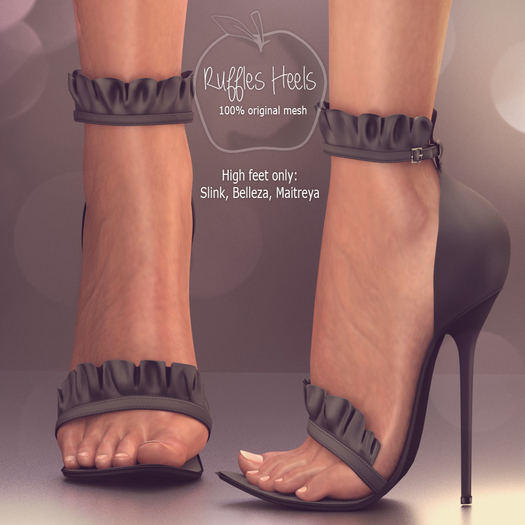 (AMD) Ruffles Heels - Black (wear to unpack)