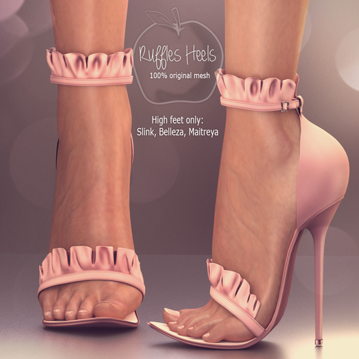 (AMD) Ruffles Heels - Pale Pink (wear to unpack)