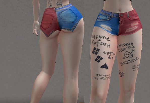 Blue and red shorts