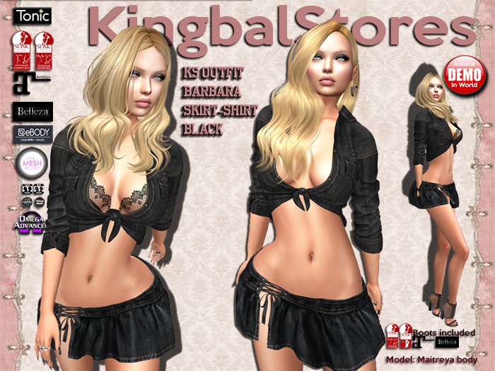 150 KS OUTFIT BARBARA SKIRT&SHIRT BLACK
