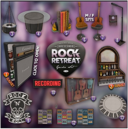 [Kres] Rock Retreat - (8) Drumsticks Footlamp