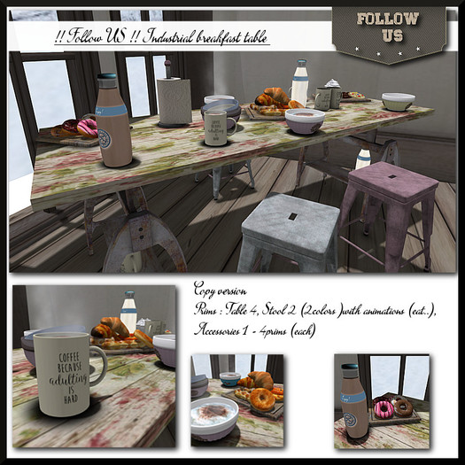 Breakfast table !! Follow US !! Industrial breakfast table COPY version 