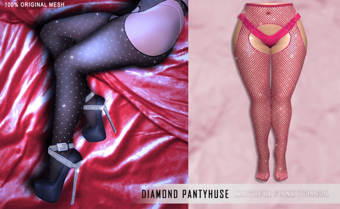iS Diamond Pantyhuse Set FISHNET PINK