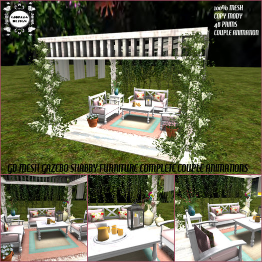 GD MESH GAZEBO SHABBY FURNITURE COMPLETE COUPLE ANIMATIONS
